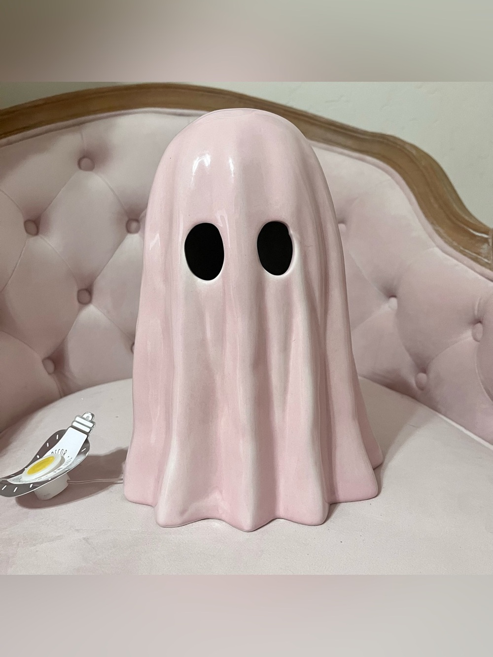 Martha Stewart Pink Ghost Ceramic LED Light Up 11" Halloween